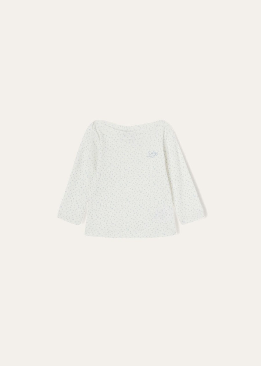 bawełniana bluza z okrągłym dekoltem little numbers w kolorze białymniebieskim