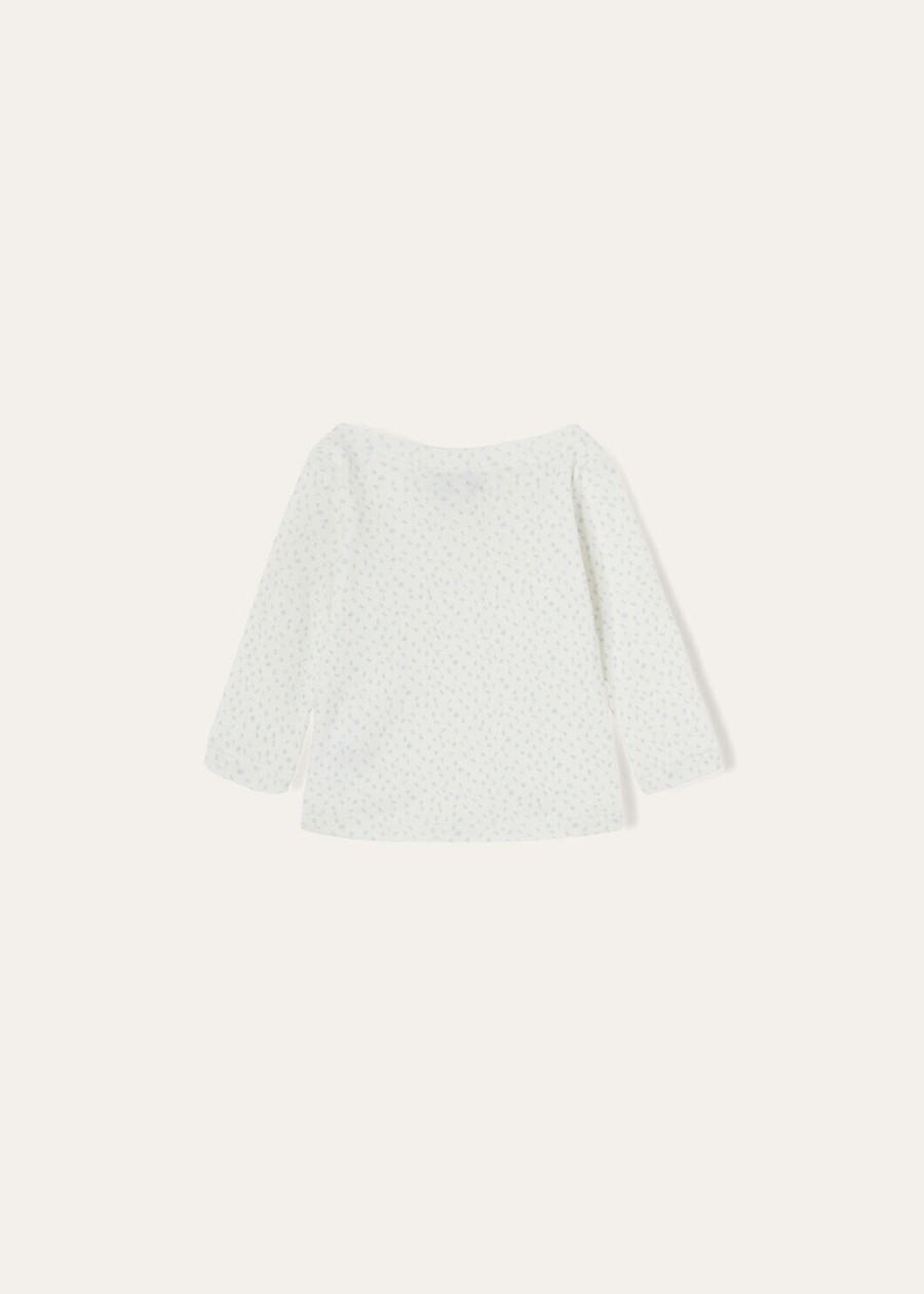 bawełniana bluza z okrągłym dekoltem little numbers w kolorze białymniebieskim