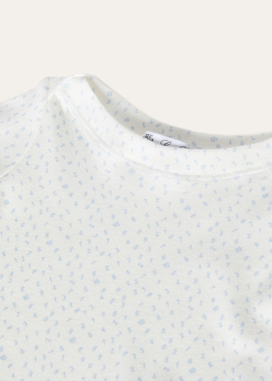 bawełniana bluza z okrągłym dekoltem little numbers w kolorze białymniebieskim