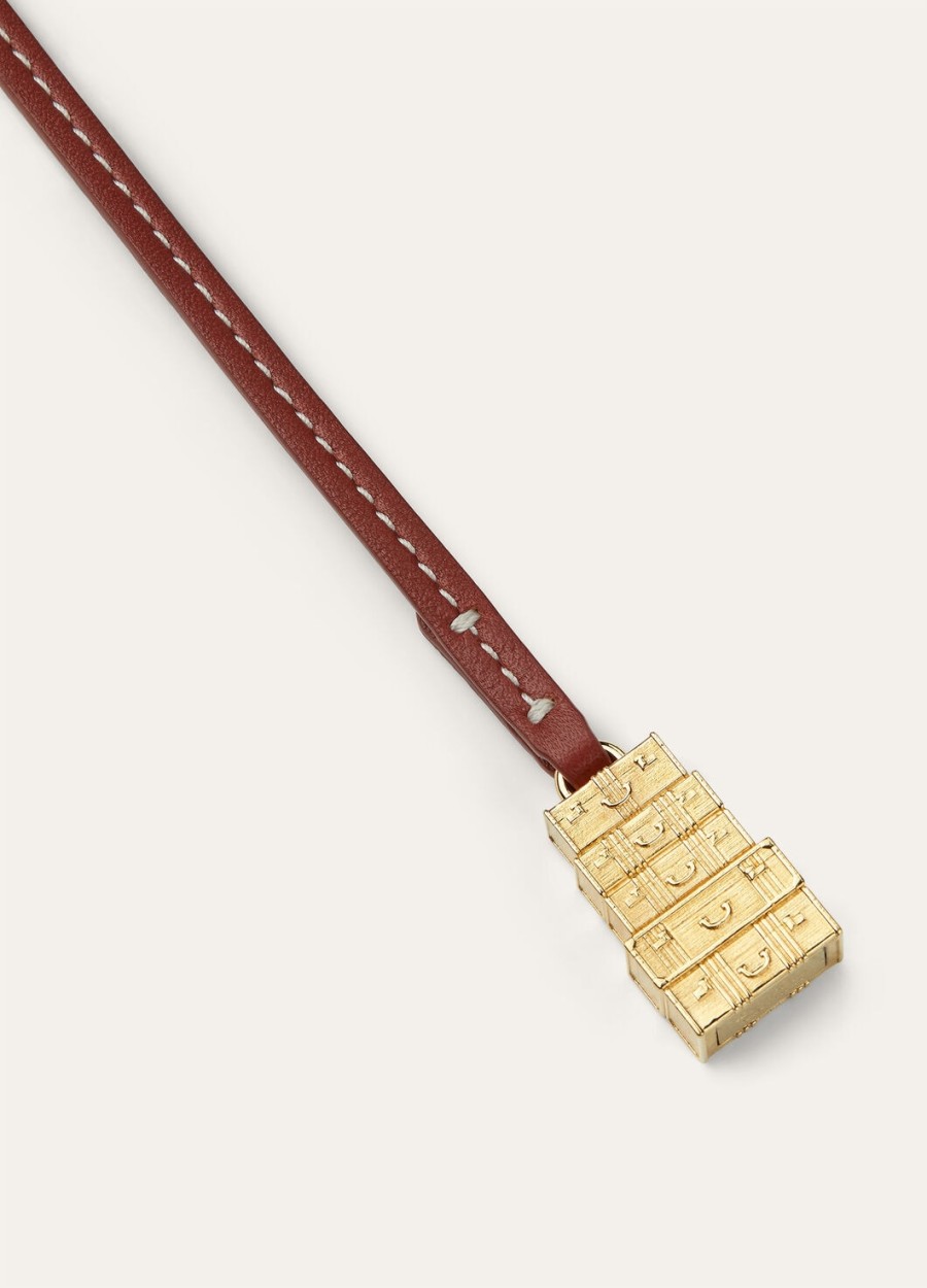 walizka z zawieszkami ze skóry cielęcej deep kummelsun gold