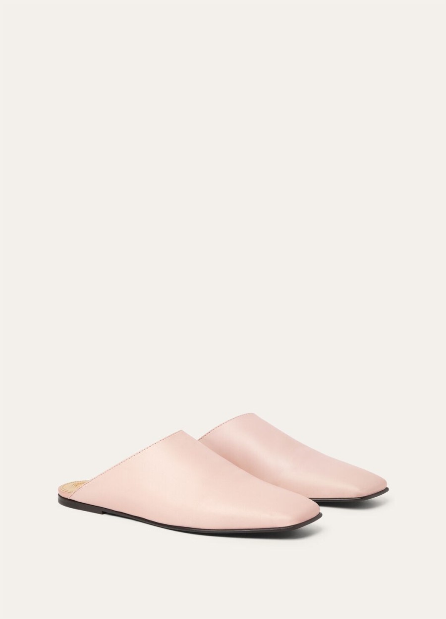 alba flat mule lambskin fluffy pink