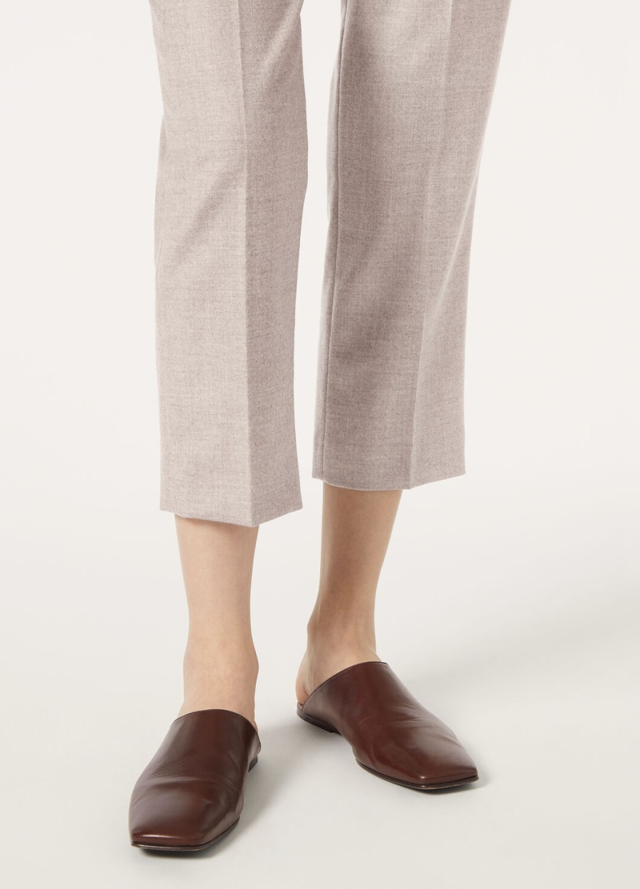 alba flat mule lamb powder brown