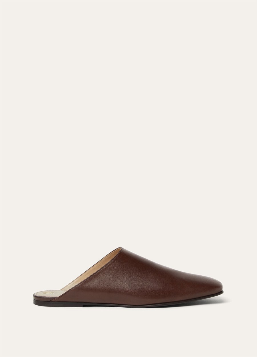 alba flat mule lamb powder brown