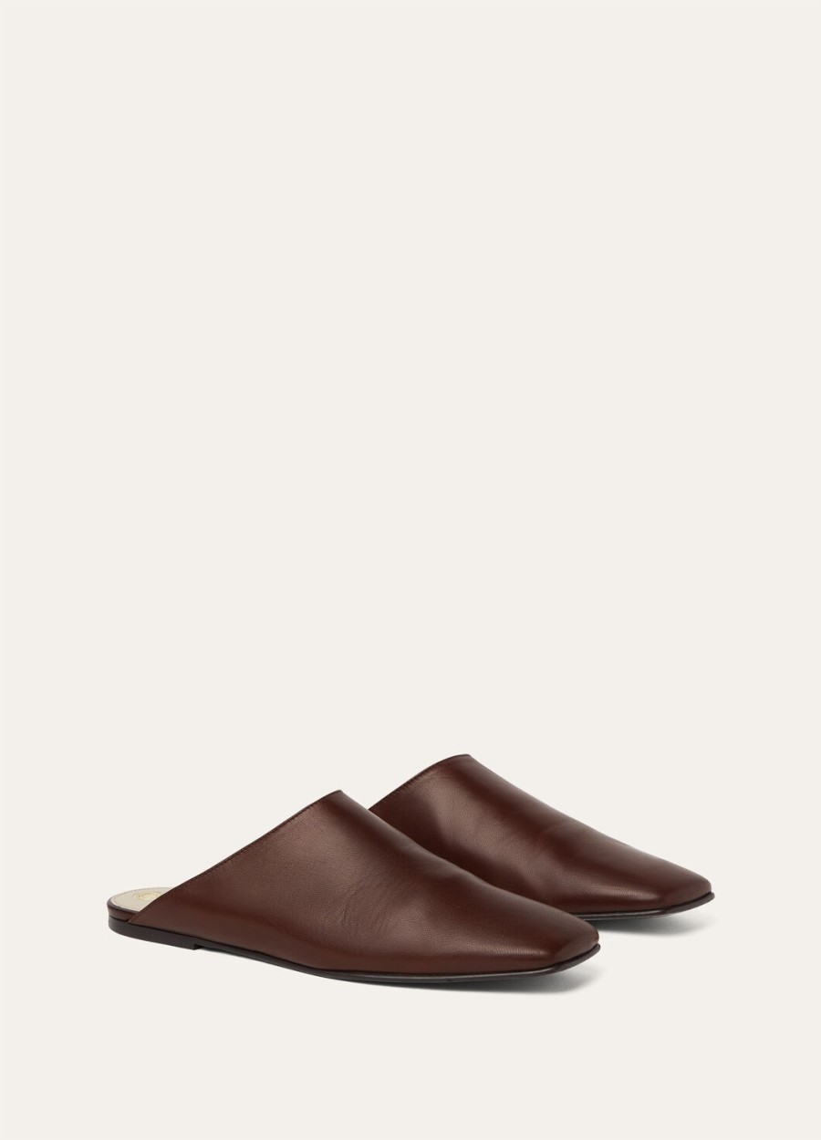 alba flat mule lamb powder brown