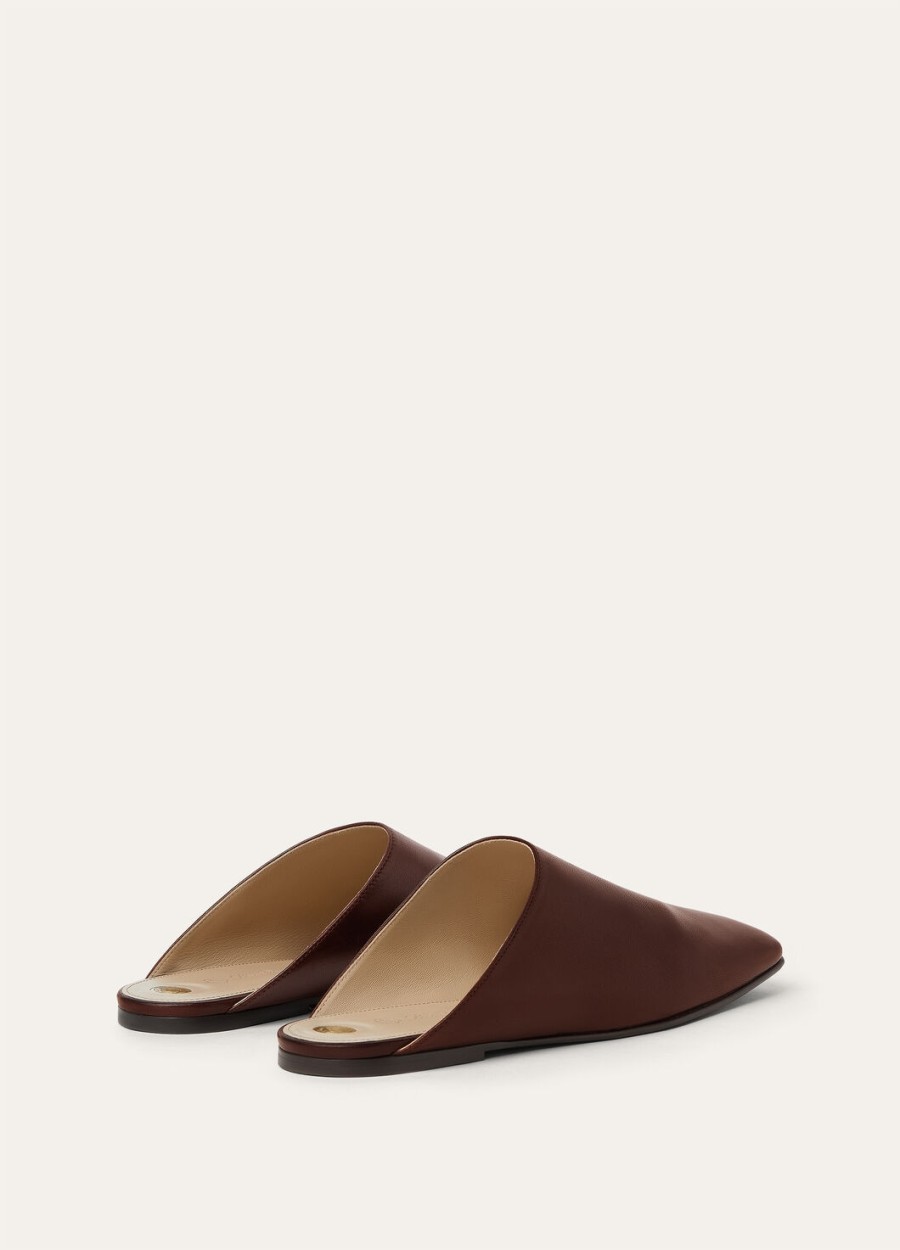alba flat mule lamb powder brown