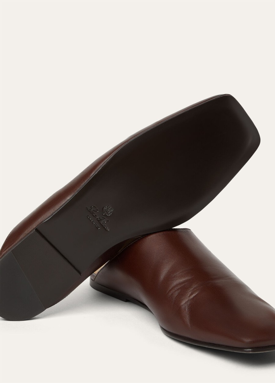 alba flat mule lamb powder brown