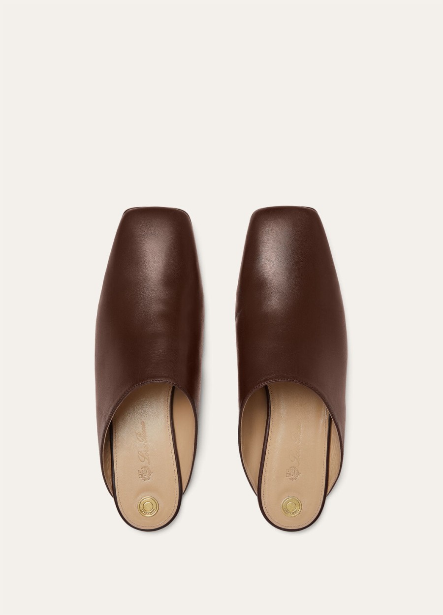 alba flat mule lamb powder brown