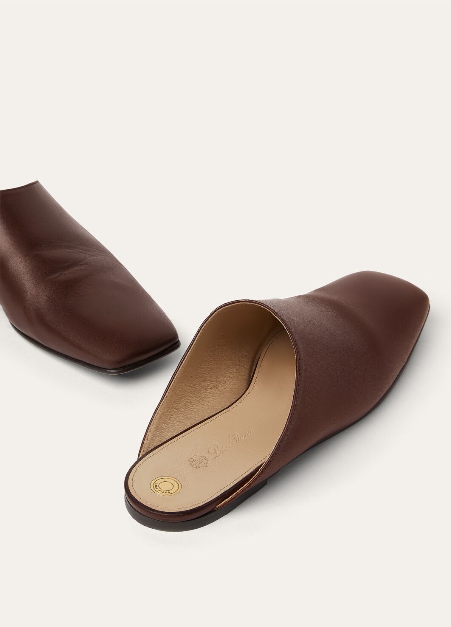 alba flat mule lamb powder brown