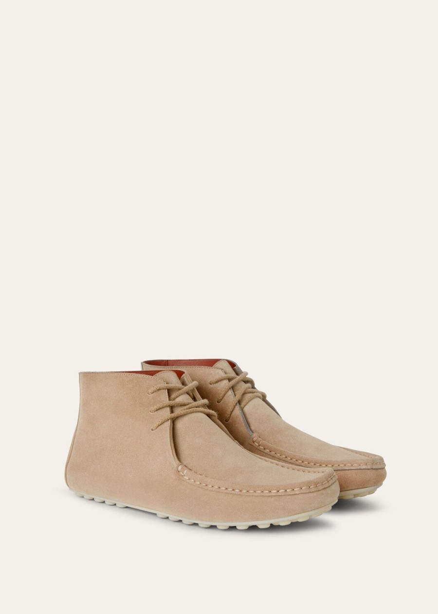 buty dot sole lace up walk boot z dwoiny zamszowej na łydce w kolorze jasnego drewna dymnego