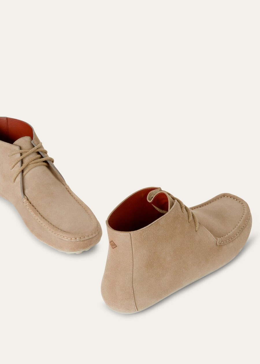 buty dot sole lace up walk boot z dwoiny zamszowej na łydce w kolorze jasnego drewna dymnego