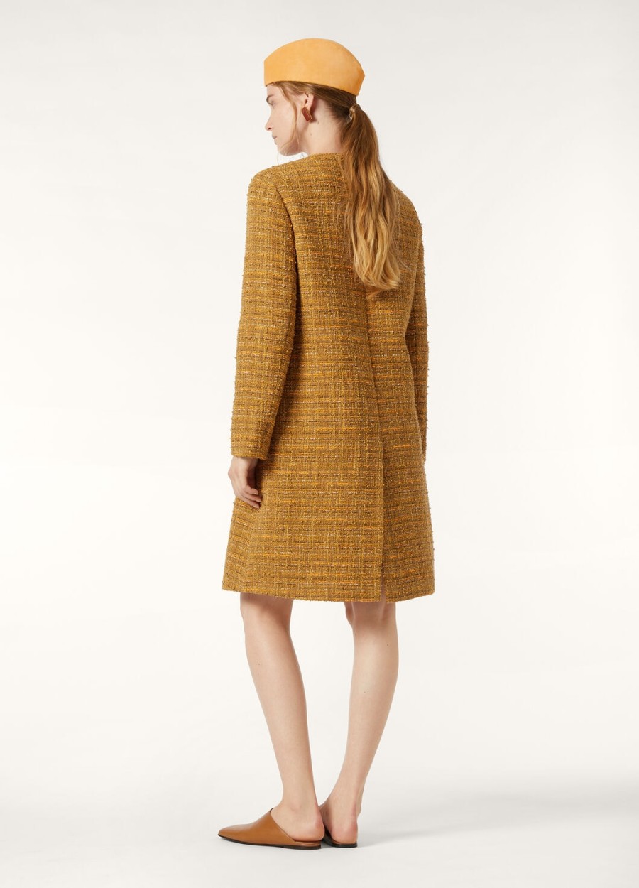 płaszcz oxton cotton mohair wool w zielono-pomarańczowym kolorze maku tweed