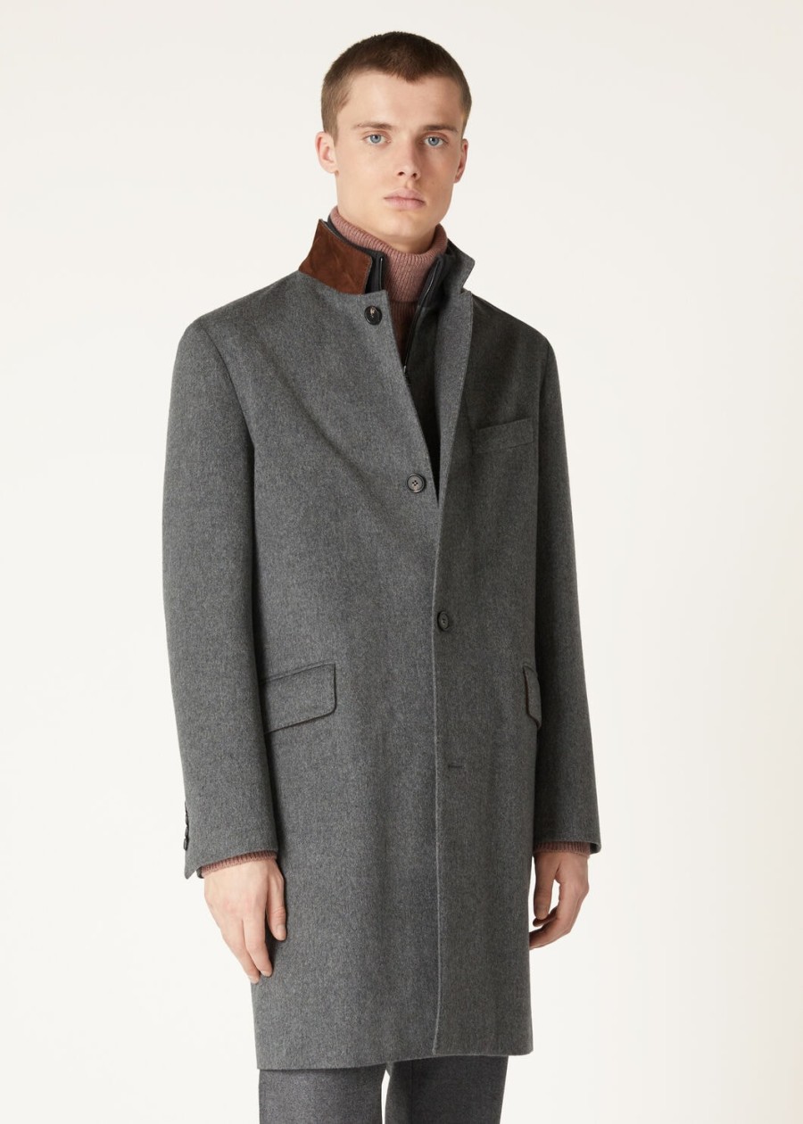 płaszcz martingale cashmere - storm system szary melange