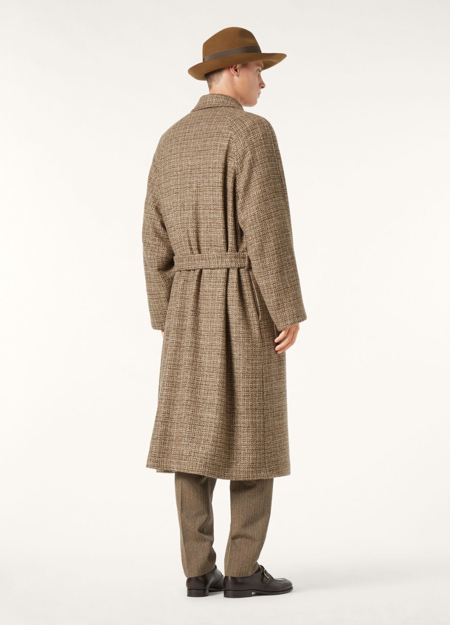 płaszcz owen cashmere - rain system brązowy tweed