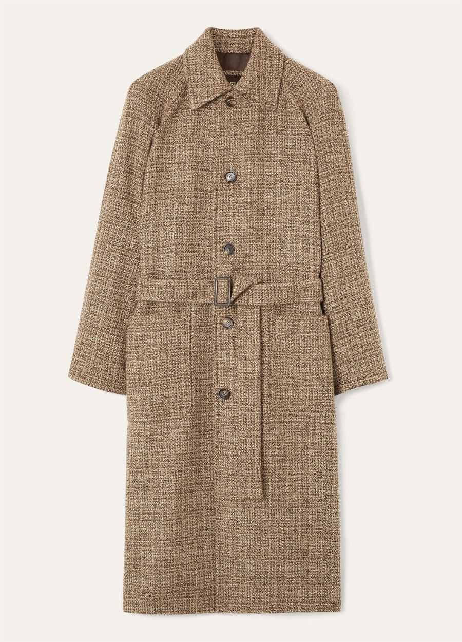 płaszcz owen cashmere - rain system brązowy tweed
