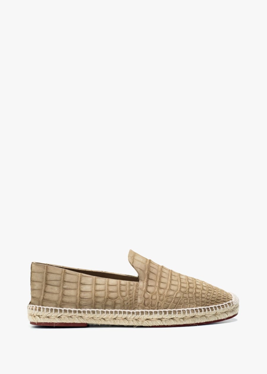 espadryle seaside walk z drewna i szarej skóry aligatora