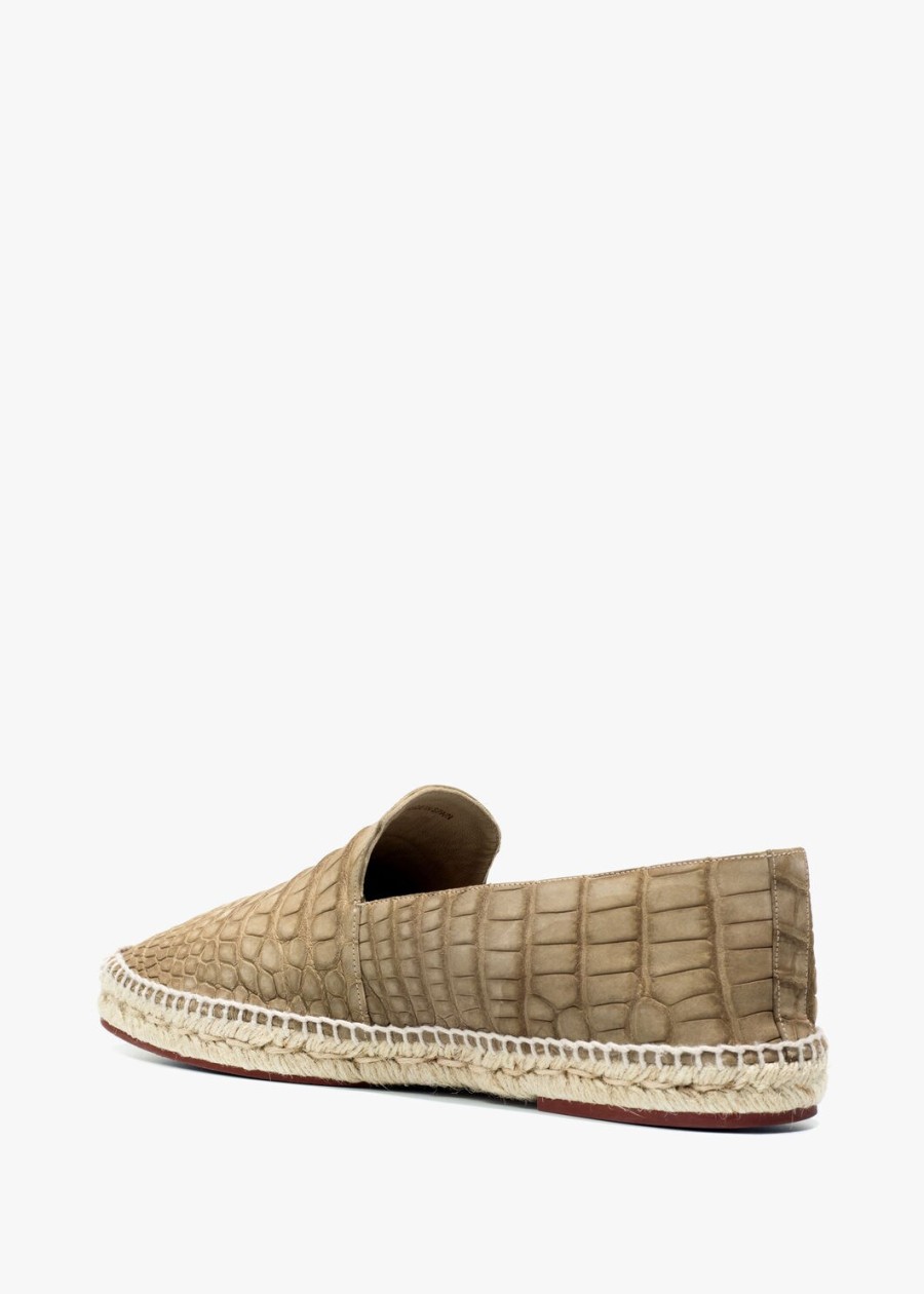espadryle seaside walk z drewna i szarej skóry aligatora
