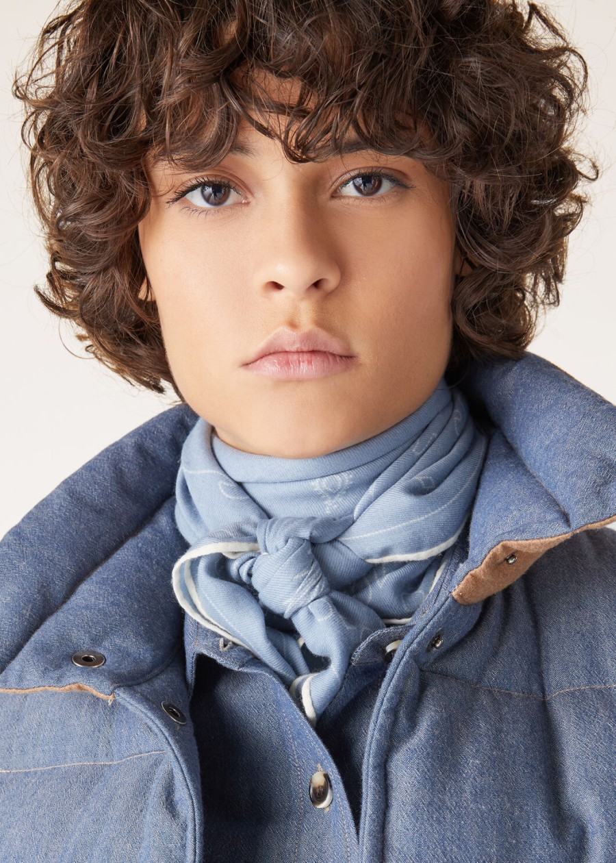 cardo carré wełna dusty bluewhite
