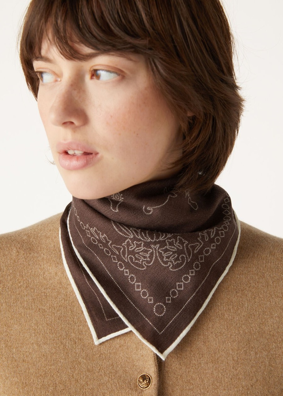 cardo wool foulard chocolate brownwhite
