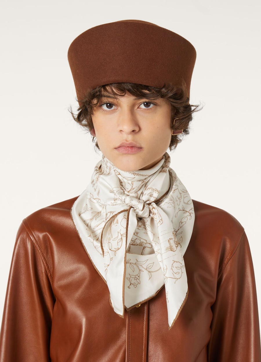 maestri del lino foulard silk whitecaramel brown