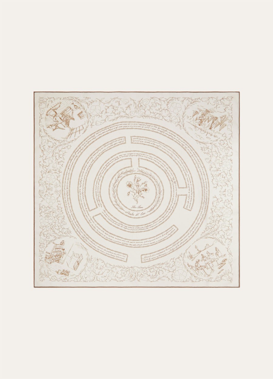 maestri del lino foulard silk whitecaramel brown