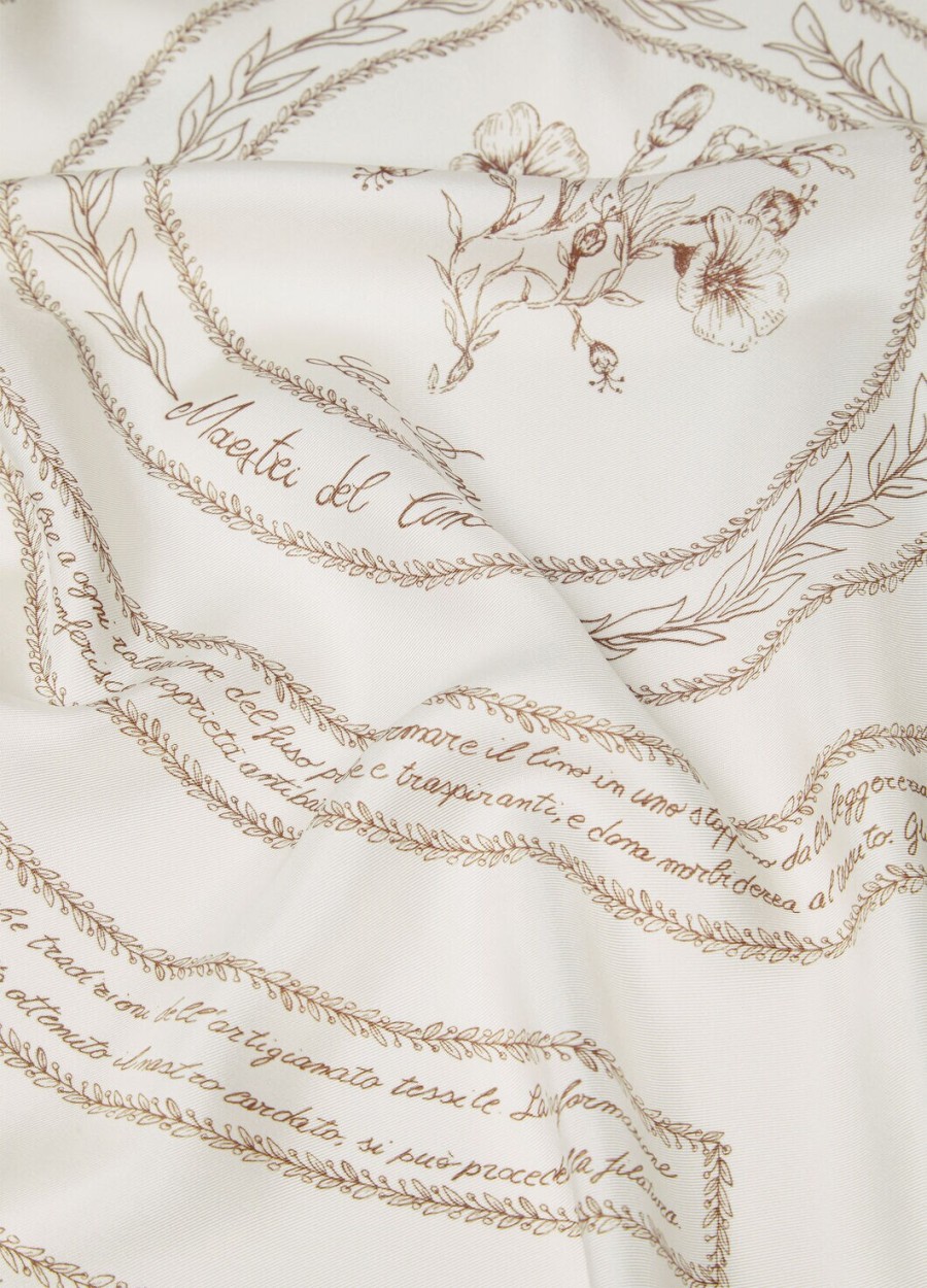 maestri del lino foulard silk whitecaramel brown