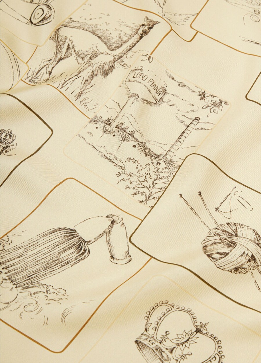 foulard z jedwabiu heritage jasnożółtyciemnobrązowykummel