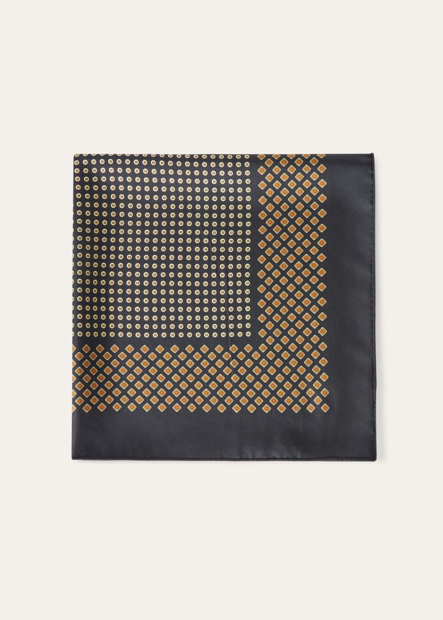 nonay silk foulard granatowyzłoty piasekmigdałowy