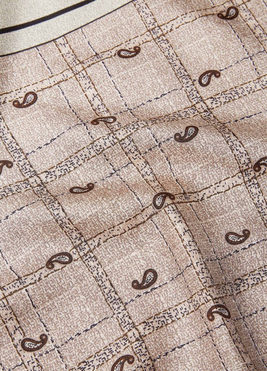 boteh pocket square silk light taupepale sageblack