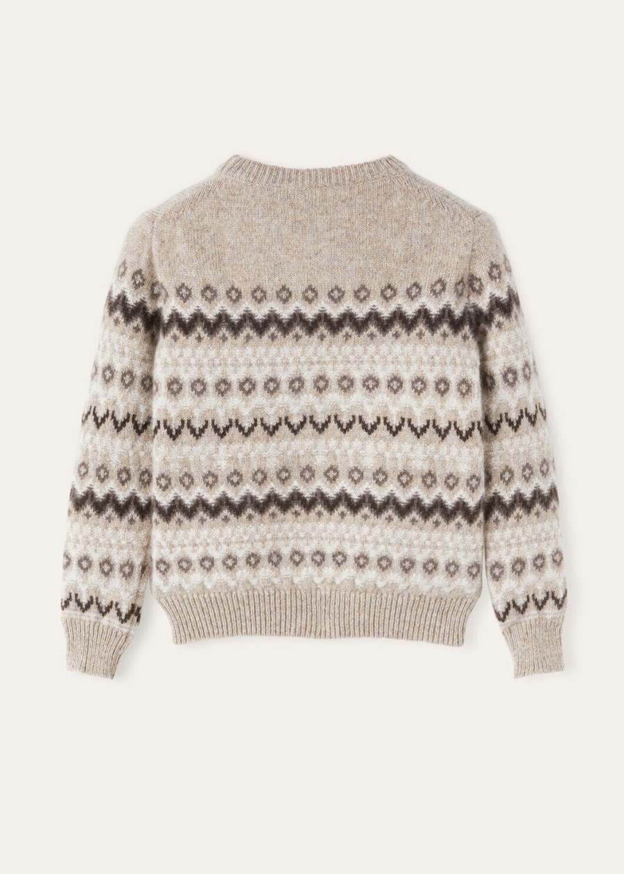 dziecięca bluza alpe pile crewneck z kaszmiru w kolorze beżowymcienistym melanżu