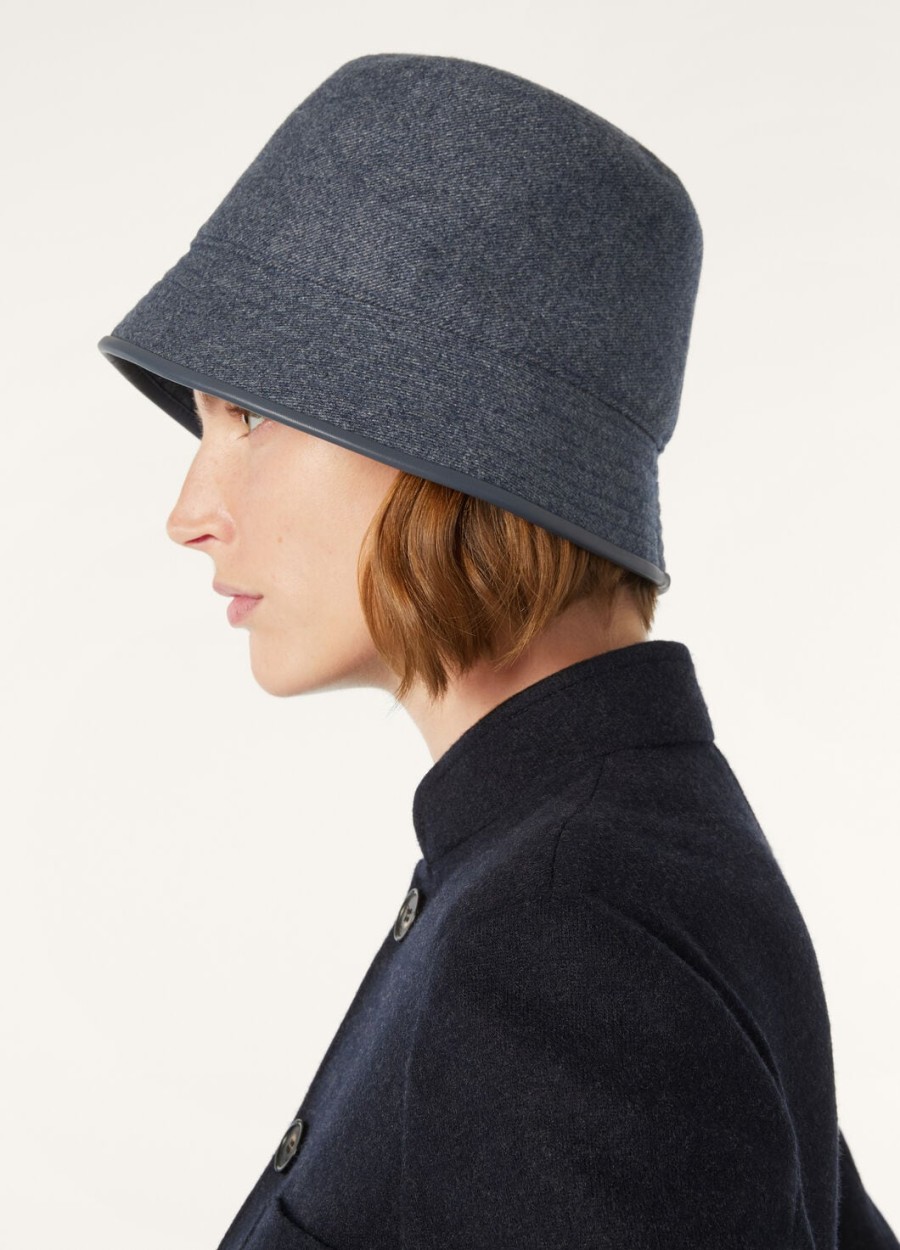 kapelusz typu bucket hat tina z kaszmiru z dziewiczej wełny w kolorze niebiesko-szklanym melanżu