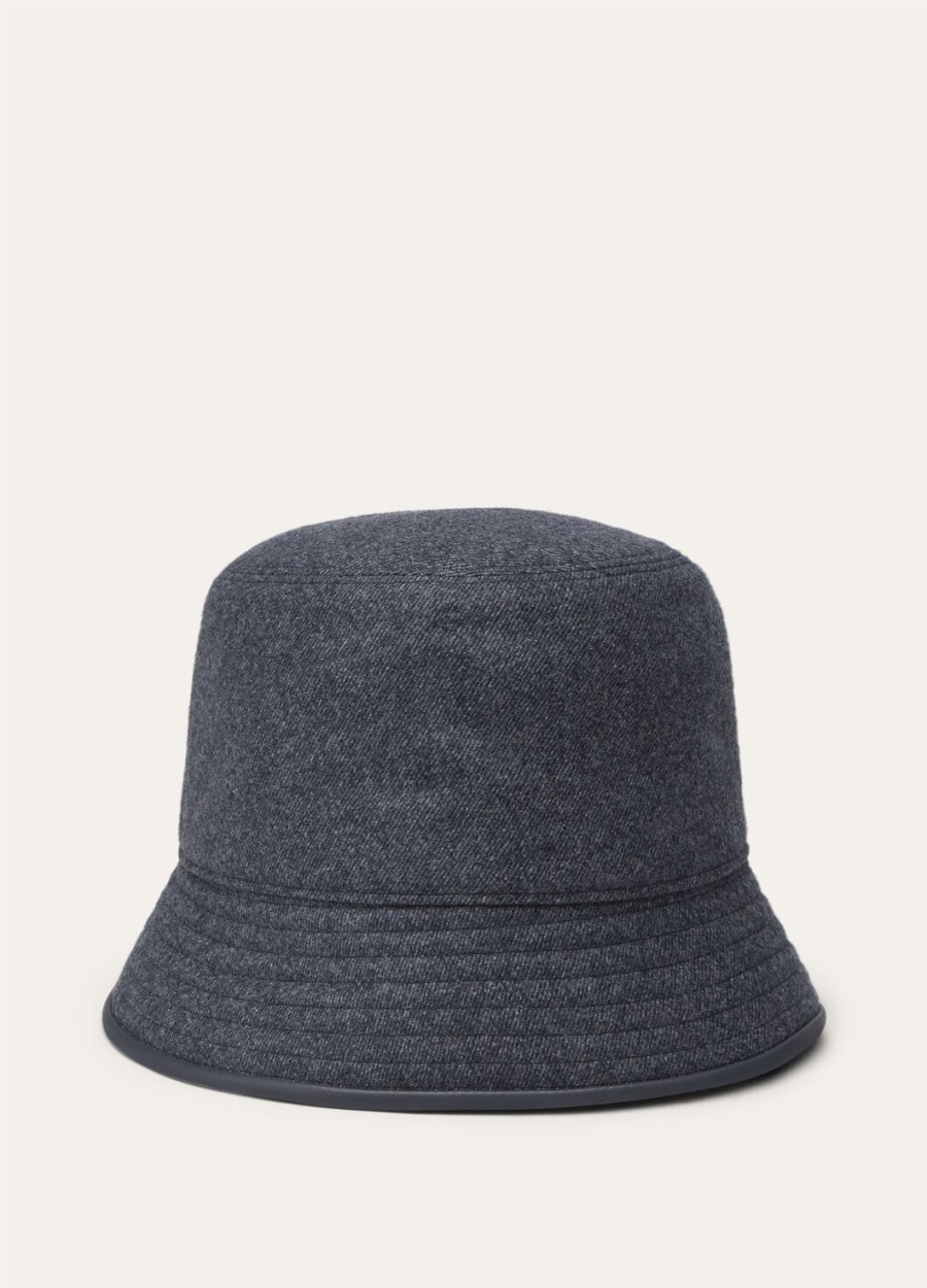 kapelusz typu bucket hat tina z kaszmiru z dziewiczej wełny w kolorze niebiesko-szklanym melanżu