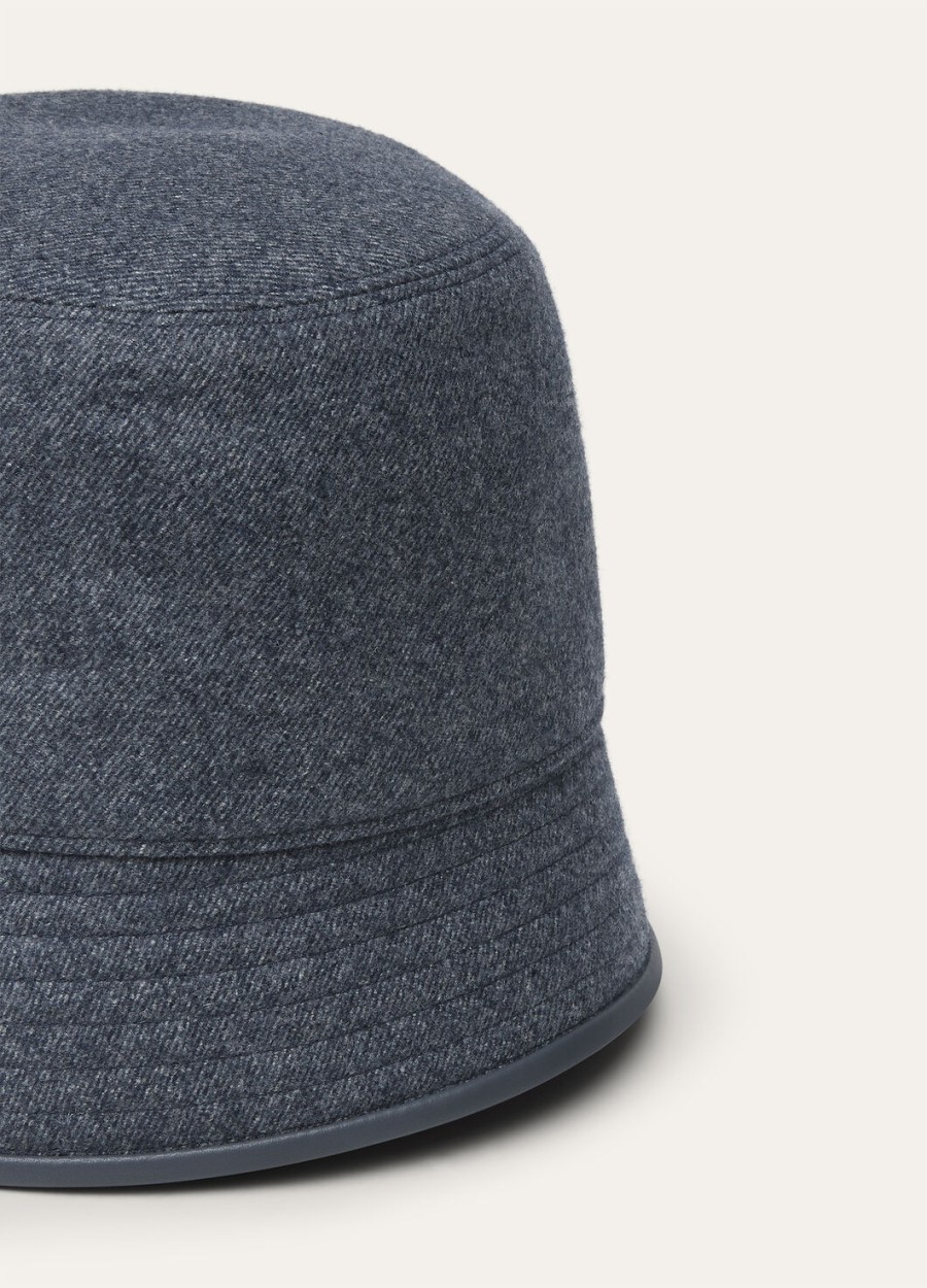 kapelusz typu bucket hat tina z kaszmiru z dziewiczej wełny w kolorze niebiesko-szklanym melanżu