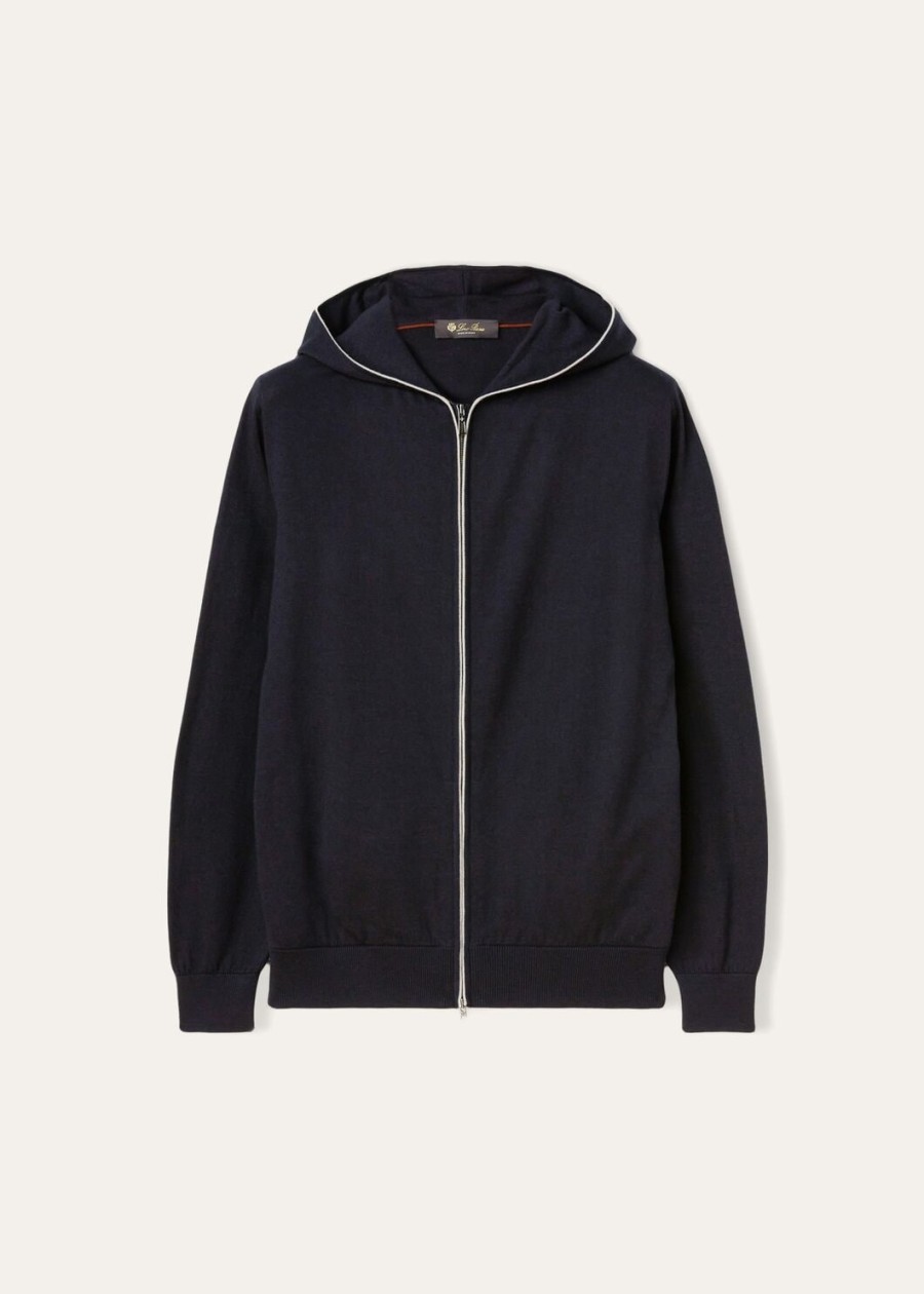 bluza typu bomber z kapturem leasure bawełniana kaszmirowa granatowa