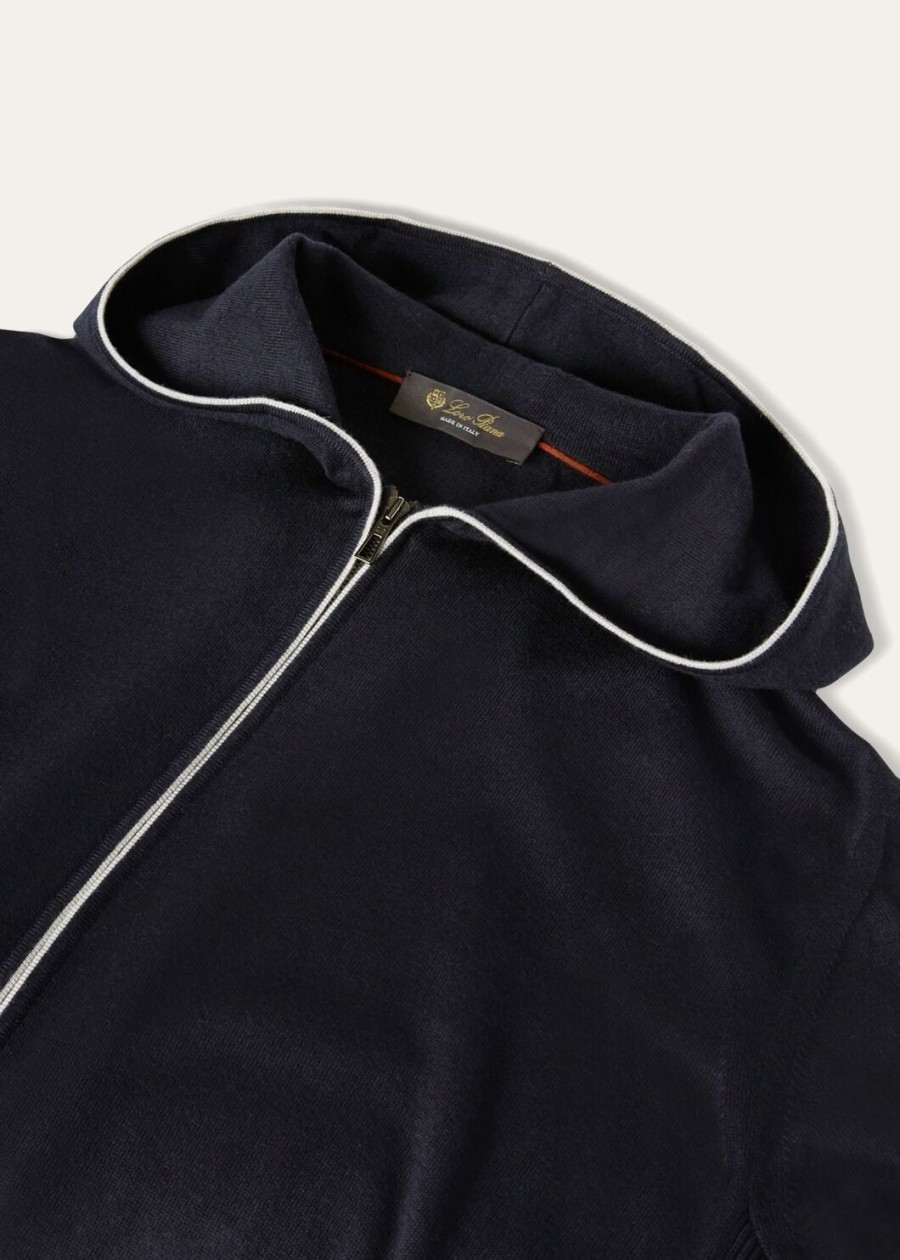 bluza typu bomber z kapturem leasure bawełniana kaszmirowa granatowa