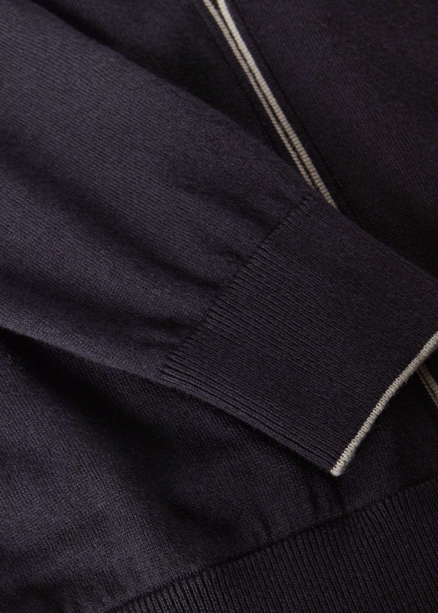 bluza typu bomber z kapturem leasure bawełniana kaszmirowa granatowa