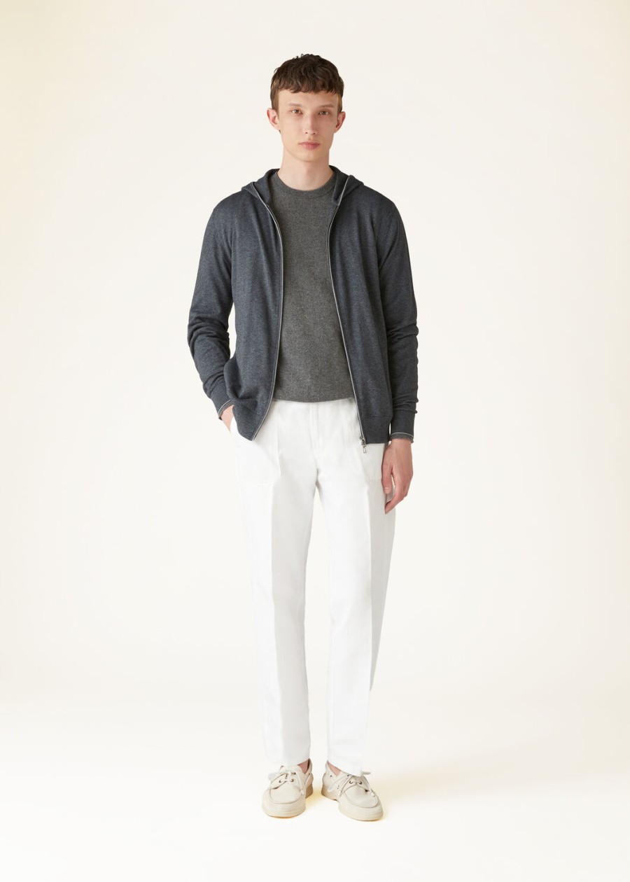 bluza typu bomber z kapturem leasure cotton cashmere grey melange