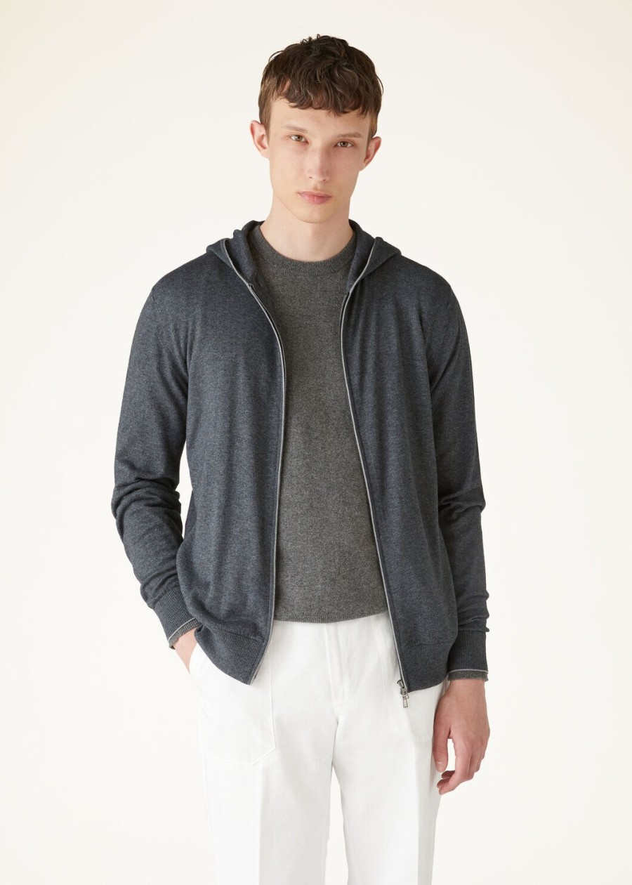bluza typu bomber z kapturem leasure cotton cashmere grey melange
