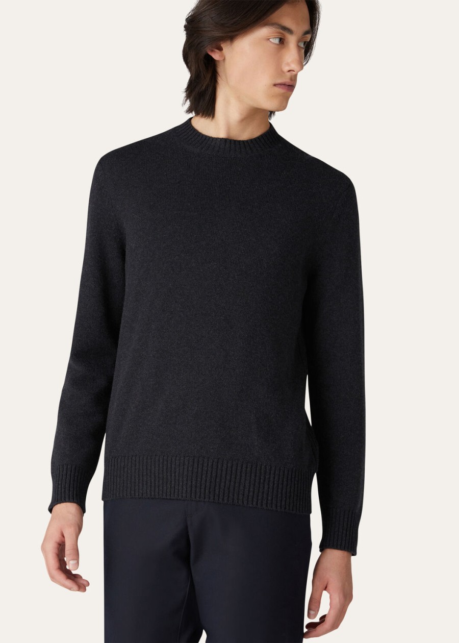 parksville bluza z okrągłym dekoltem baby cashmere w kolorze czarno-szarym melanżu