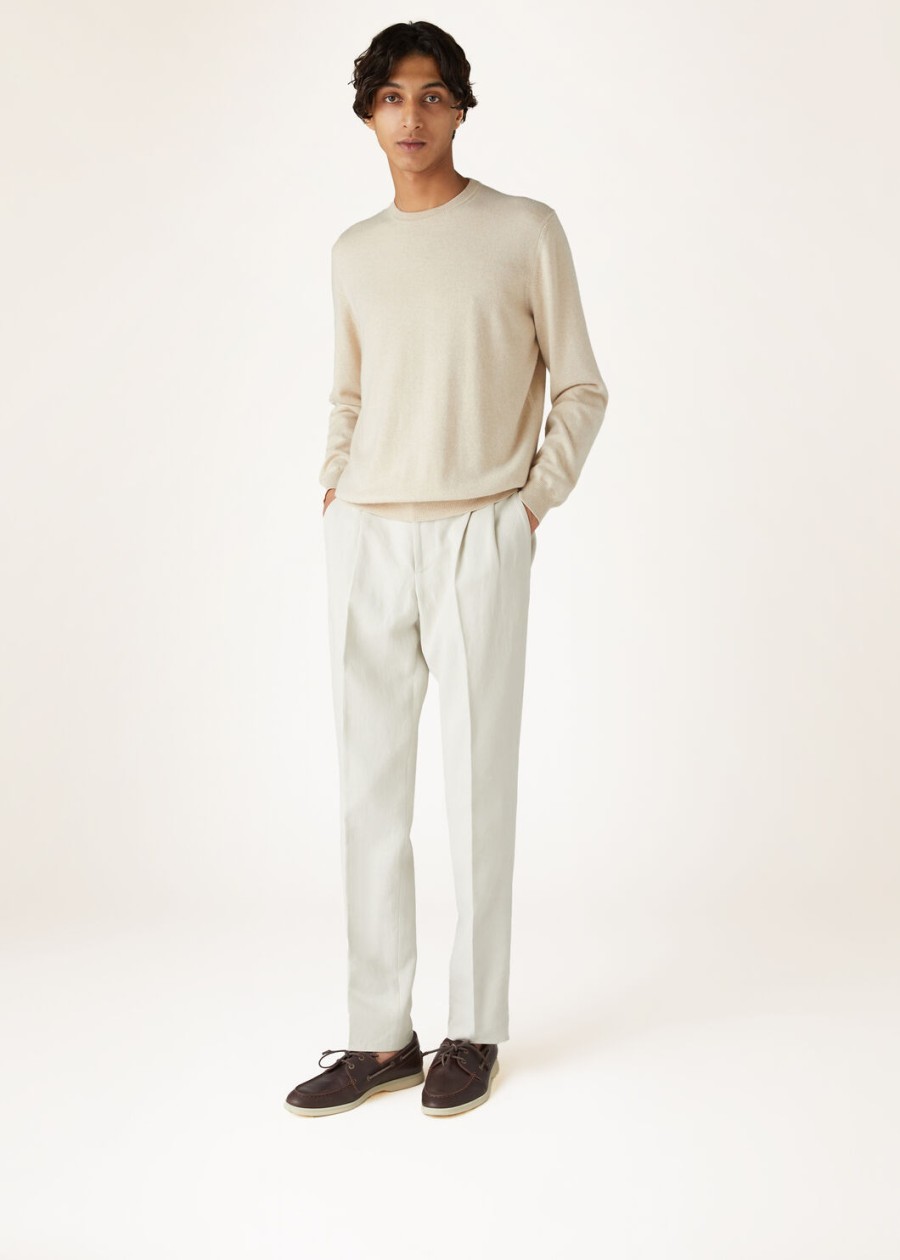 klasyczny sweter z okrągłym dekoltem baby cashmere melange natural