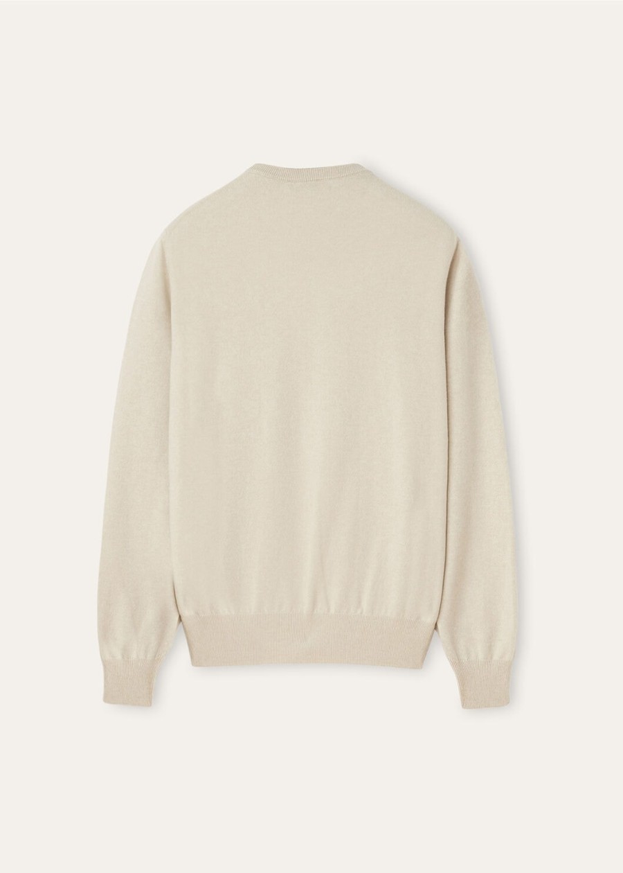 klasyczny sweter z okrągłym dekoltem baby cashmere melange natural