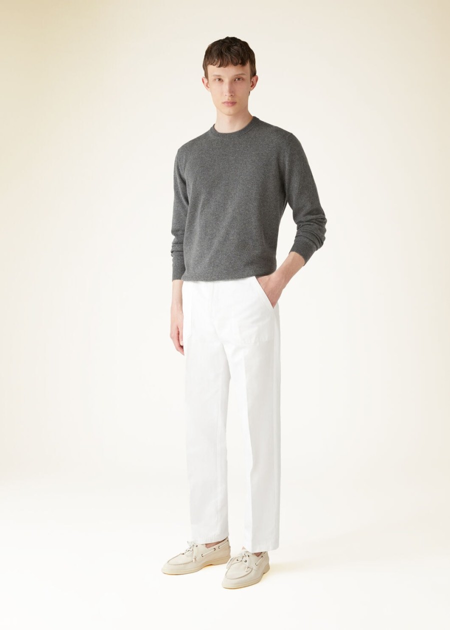 klasyczny sweter z okrągłym dekoltem baby cashmere w kolorze szarego melanżu