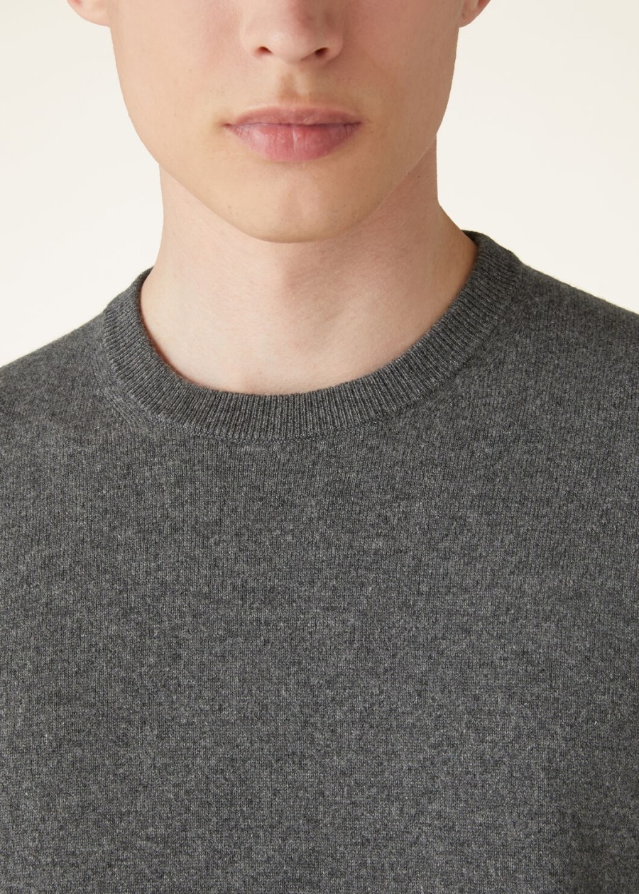 klasyczny sweter z okrągłym dekoltem baby cashmere w kolorze szarego melanżu