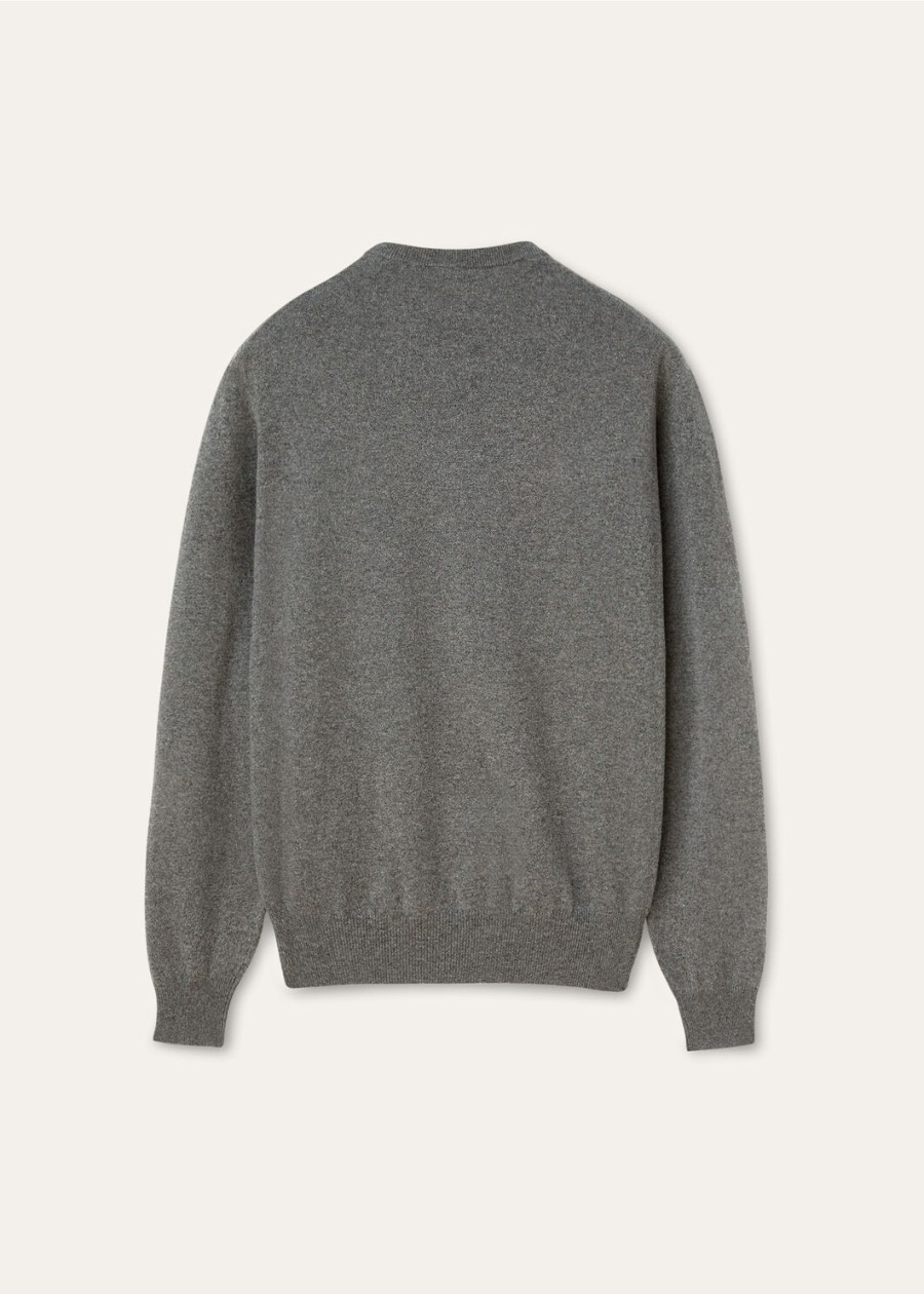 klasyczny sweter z okrągłym dekoltem baby cashmere w kolorze szarego melanżu