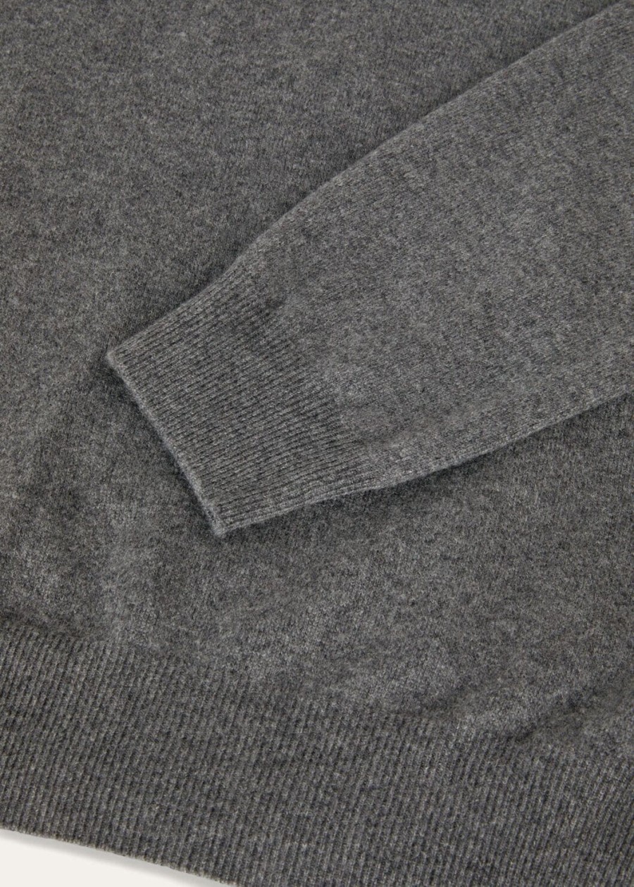 klasyczny sweter z okrągłym dekoltem baby cashmere w kolorze szarego melanżu