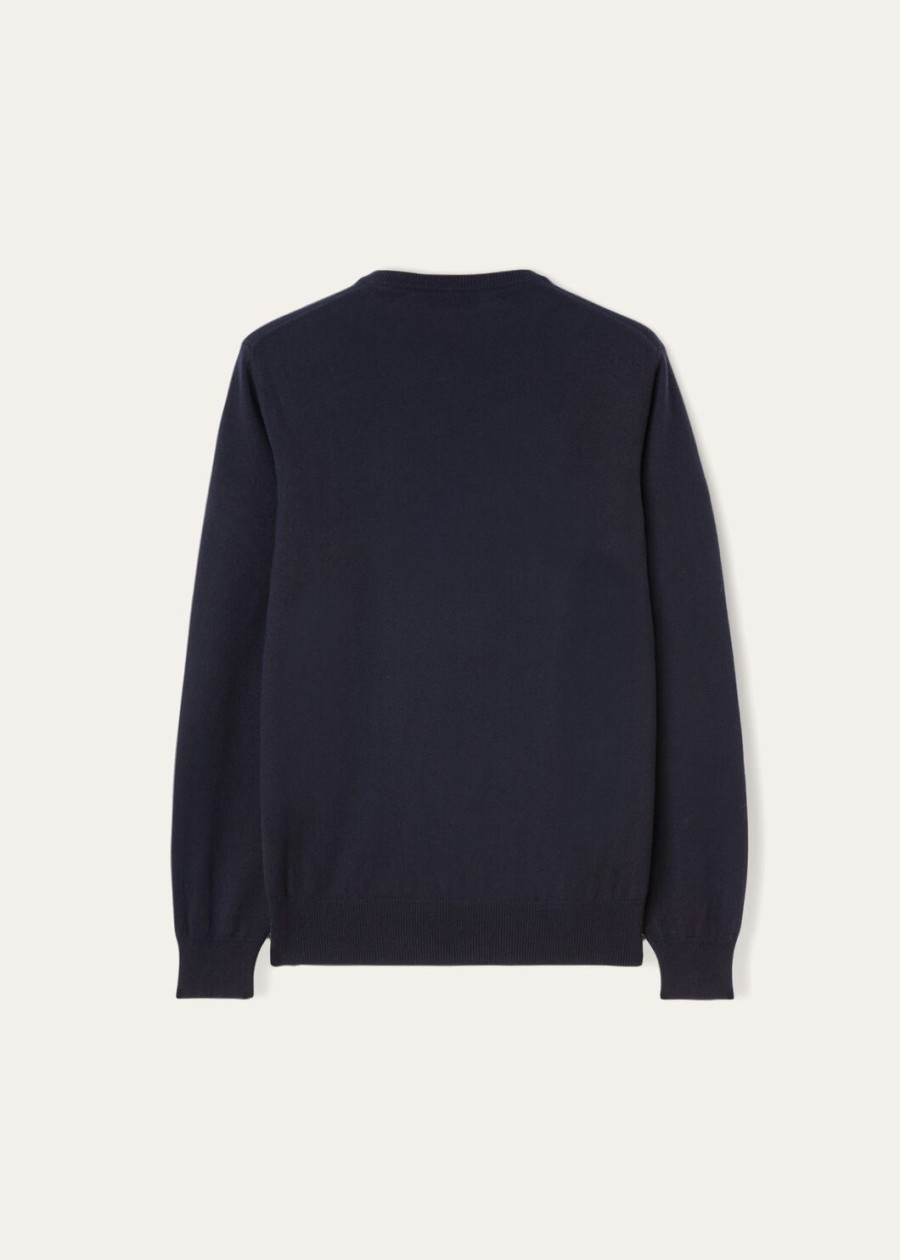 klasyczny sweter z dekoltem w serek baby cashmere w kolorze granatowym