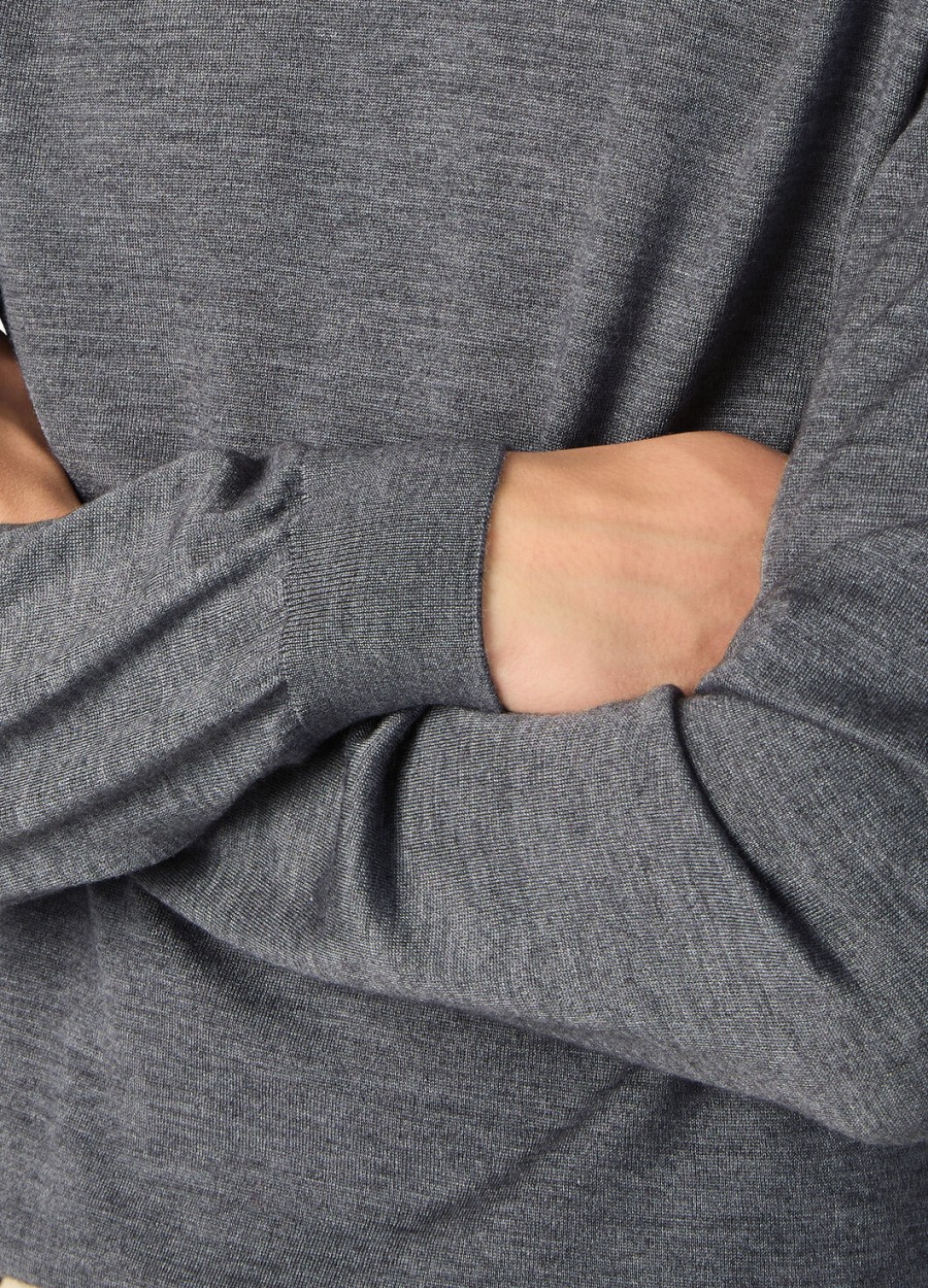 sottile crewneck z jedwabiu i kaszmiru z dziewiczej wełny szary melanż