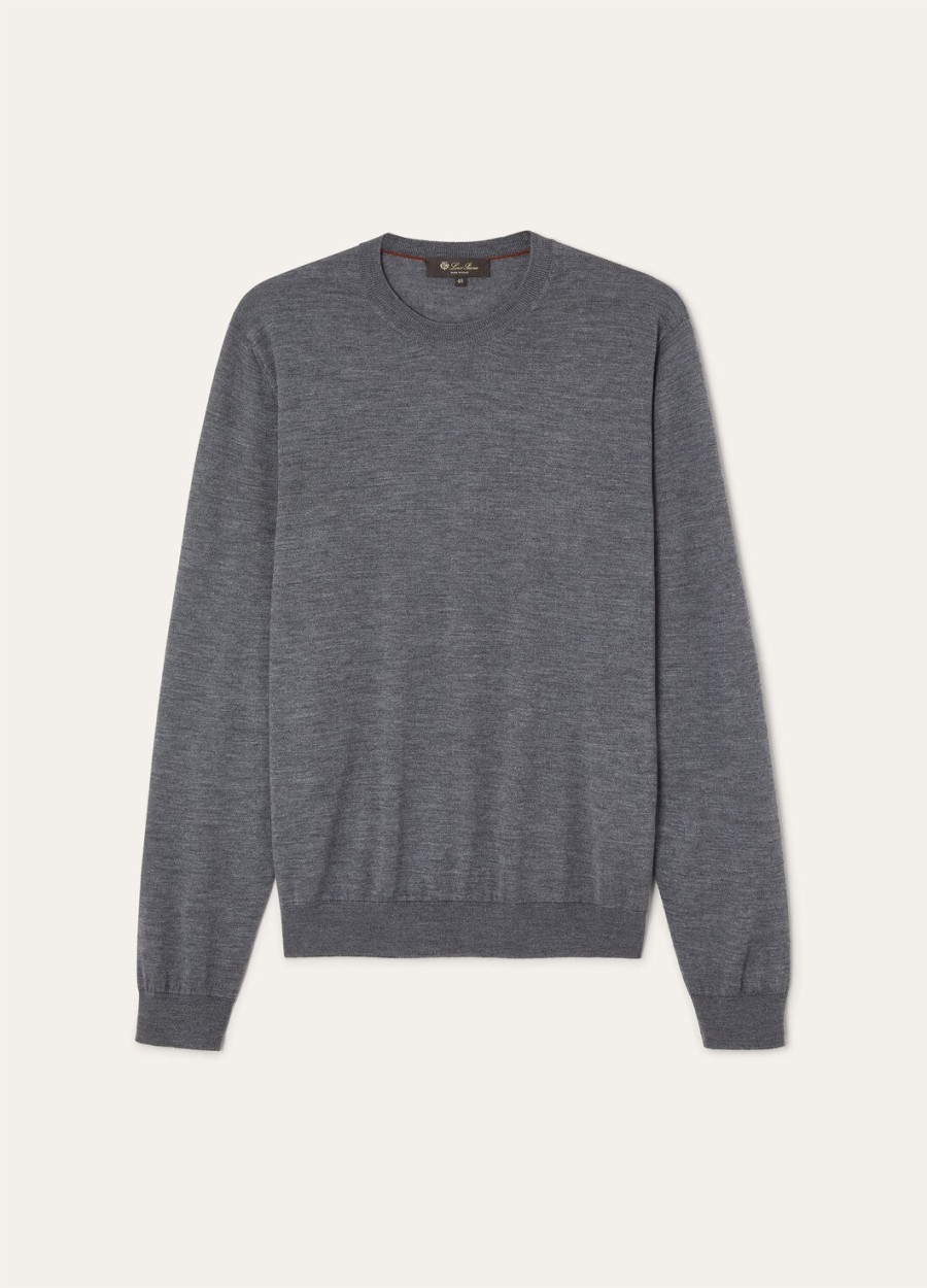 sottile crewneck z jedwabiu i kaszmiru z dziewiczej wełny szary melanż