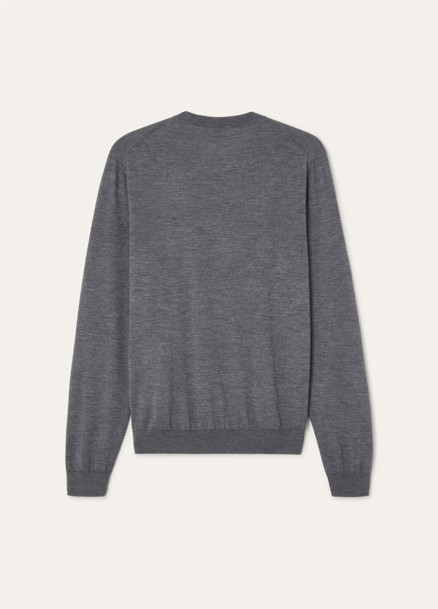 sottile crewneck z jedwabiu i kaszmiru z dziewiczej wełny szary melanż