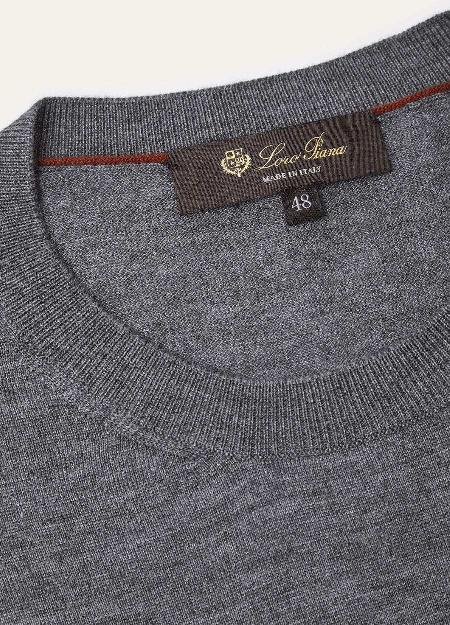sottile crewneck z jedwabiu i kaszmiru z dziewiczej wełny szary melanż