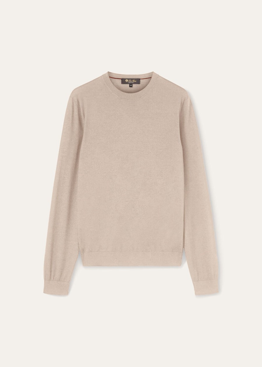 sottile crewneck jedwab kaszmir dziewicza wełna naturalna gładka